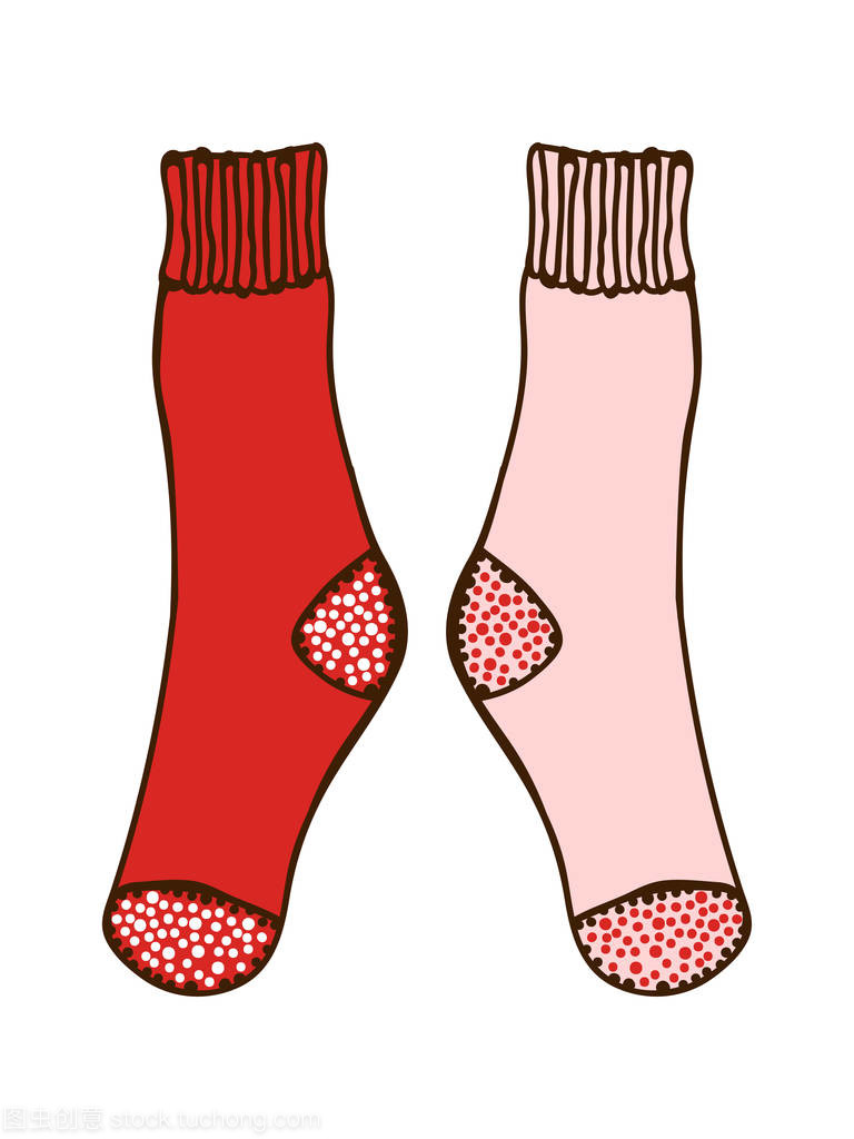 嘟嘟雙彩色襪子。插圖設計