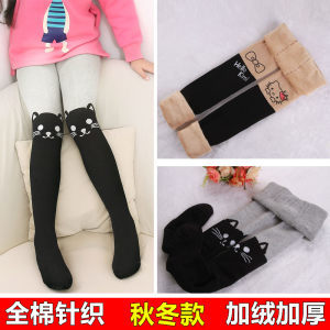 兒童中筒襪子 春秋中厚 全棉長筒襪 女童中統蕾絲花邊襪 蝴蝶結襪